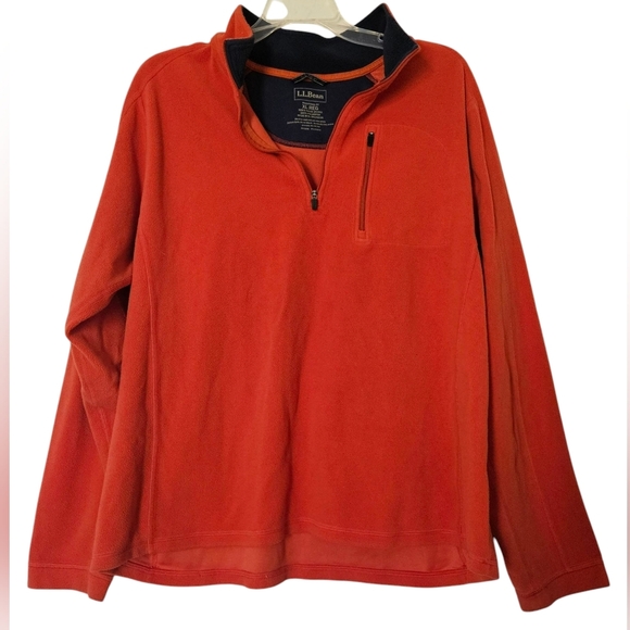 L.L. Bean Fleece Pullover 1/4 Zip Men (XL) Orange - Picture 1 of 3